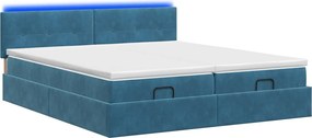 vidaXL Κρεβάτι Ottoman με Στρώμα και LED Σκούρο Μπλε 200 x 200 cm
