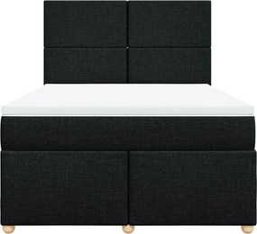 vidaXL Κρεβάτι Boxspring με Στρώμα Μαύρο 140x190 εκ. Υφασμάτινο
