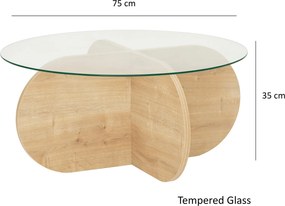 Τραπεζάκι Σαλονιού Sapphire Δρυς CLESAMO 75x75x35