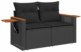 vidaXL Σετ Καναπέ Κήπου με μαξιλάρι 10 pcs Μαύρο Πολυ ράταν