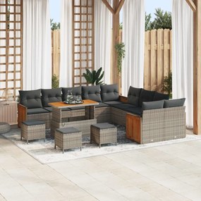vidaXL Σετ Καναπέ Κήπου με μαξιλάρι 14 pcs Γκρι