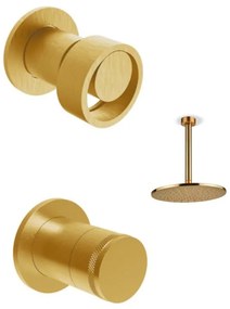 Armando Vicario Halo Gold Brushed Ανακλινόμενη κεφαλή+μπράτσο οροφής+Μίκτης εντοιχισμού+εκτροπέας