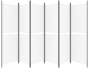 vidaXL Διαχωριστικό Δωματίου με 6 Πάνελ Λευκό 300x180 εκ. από Ύφασμα