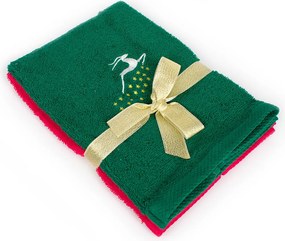 Χριστουγεννιάτικες Πετσέτες (Σετ 2τμχ) Dimcol Reindeer Red-Green