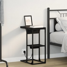 vidaXL Κομοδίνο Μαύρη Δρυς 41.5 x 26 x 60.5 εκ Επεξεργασμένο ξύλο