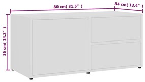 Έπιπλο Τηλεόρασης Λευκό 80 x 34 x 36 εκ. από Επεξ. Ξύλο - Λευκό