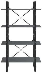 vidaXL Βιβλιοθήκη με 4 Ράφια Γκρι 80 x 30 x 140 εκ. Μασίφ Ξύλο Πεύκου