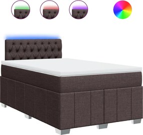 vidaXL Κρεβάτι Boxspring με Στρώμα Σκούρο Καφέ 120x190 εκ Υφασμάτινο