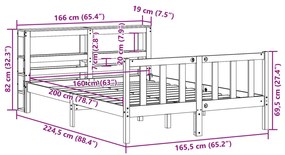 ΠΛΑΙΣΙΟ ΚΡΕΒΑΤΙΟΥ ΜΕ ΚΕΦΑΛΑΡΙ ΜΕΛΙ 160X200ΕΚ. ΜΑΣΙΦ ΞΥΛΟ ΠΕΥΚΟΥ 3305781