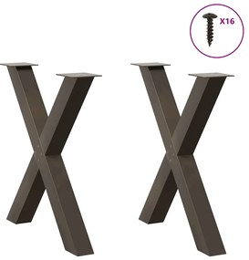 vidaXL Πόδια Τραπεζαρίας σε Σχήμα Χ, 2 τεμ. από Φυσικό Ατσάλι 80x(72-73) εκ. Ατσάλι