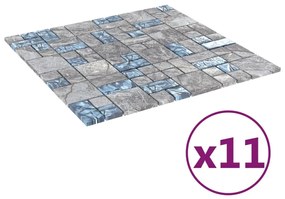 Μωσαϊκά Πλακάκια 11 τεμ. Γκρι / Μπλε 30 x 30 εκ. Γυάλινα - Πολύχρωμο