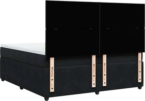 vidaXL Κρεβάτι Boxspring με Στρώμα Μαύρο 200x200 εκ. Βελούδινο