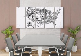 Εκπαιδευτικός χάρτης των Η.Π.Α. με 5 μέρη εικόνα με επιμέρους πολιτείες σε αντίστροφη μορφή