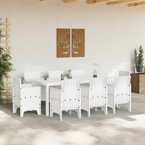 vidaXL Σέτ φαγητού για κήπο 9 pcs Λευκό Rattan Polt