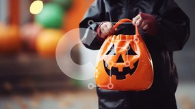 Intra Συλλεκτικό Ξύλινο Παζλ Plywood 4mm - Παιδί με τσάντα σε σχήμα κολοκύθας που γιορτάζει το Halloween Σε Ξύλινο Κουτί - Διαστάσεις: 10x10 cm – 25 κομμάτια