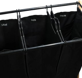 Καλάθι Απλύτων 3 Θέσεων (68x40x76) Estia Bamboo Essentials Μαύρο 02-26967