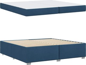 vidaXL Σκελετός Κρεβατιού με στρώμα Μπλε 200 x 200 cm ύφασμα