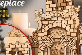 Σετ των 2 Intra απο ξύλο plywood 3mm-4mm πάχος Χριστουγεννιάτικο Τζάκι | Ημερολόγιο έλευσης Δίασταση 15x15 cm INTRAFABR-81660119