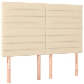 vidaXL Κρεβάτι Boxspring με Στρώμα &amp; LED Κρεμ 140x190 εκ. Υφασμάτινο