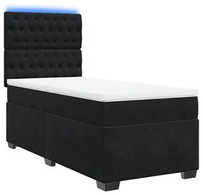 vidaXL Κρεβάτι Boxspring με Στρώμα Μαύρο 80 x 200 εκ. Βελούδινο