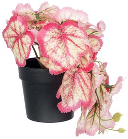 Τεχνητό Φυτό Σε Κασπώ Begonia 20948 Φ23x16cm Pink-White GloboStar Polyethylene,Fabric
