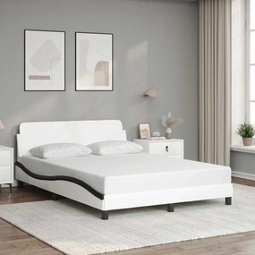 vidaXL Πλαίσιο Κρεβατιού Dover Λευκό/Μαύρο 140x200εκ Συνθ. Δέρμα