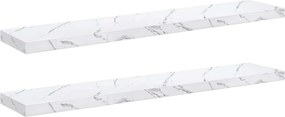 vidaXL Ράφι Τοίχου Επιτοίχιο 2 pcs Λευκό Μάρμαρο 120 x 23,5 x 4 εκ