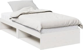 vidaXL Κρεβάτι ημέρας με στρώμα Λευκό 100x200 cm από μασίφ ξύλο πεύκο