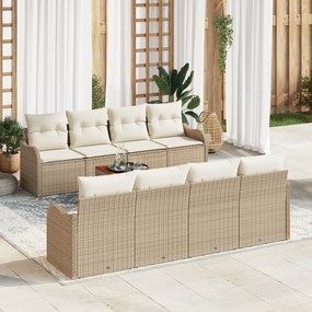 vidaXL Σαλονάκι Κήπου Μπεζ 9 pcs Μπεζ, λευκό Large Ρατάν