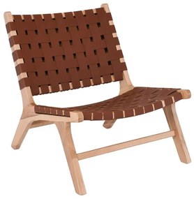 Lounge DUNE Ξύλο/PVC - PU Φυσικό/Καφέ 67x78x77cm