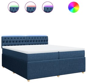 vidaXL Κρεβάτι Boxspring με Στρώμα Μπλε 200x200 εκ. Υφασμάτινο