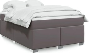 vidaXL Κρεβάτι Boxspring με Στρώμα Γκρι 160x200εκ. από Συνθετικό Δέρμα