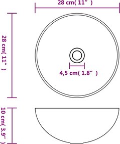 vidaXL Νιπτήρας Μπάνιου Στρογγυλός Λευκό Ματ Κεραμικός