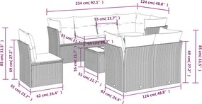 vidaXL Σαλόνι Κήπου Σετ 9 τεμ. Καφέ από Συνθ. Ρατάν με Μαξιλάρια
