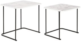 Σετ με 2 τραπέζια DKD Home Decor Λευκό Μαύρο 51 x 43 x 49 cm