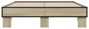 vidaXL Πλαίσιο Κρεβατιού Sonoma Δρυς 140x200 εκ. Επεξ. Ξύλο & Μέταλλο