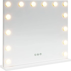 vidaXL Καθρέφτης Vanity LED Λευκό 50 x 10 x 44 εκ Γυαλί και Χάλυβας