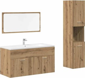 vidaXL Σετ Επίπλων Μπάνιου 3 Τεμαχίων Τεχνίτης Δρυς από Τεχν. Ξύλο