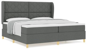 vidaXL Κρεβάτι Box Spring με Στρώμα Σκούρο Γκρι 200x200 εκ Ύφασμα