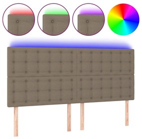 Κεφαλάρι Κρεβατιού LED Taupe 200x5x118/128 εκ. Υφασμάτινο - Μπεζ-Γκρι