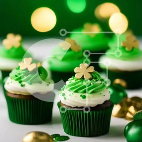 Intra Συλλεκτικό Ξύλινο Παζλ Plywood  4mm - Λαχταριστά cupcakes με θέμα την ημέρα του Αγίου Πατρικίου Σε Ξύλινο Κουτί - Διαστάσεις: 10x10 cm – 25 κομμάτια