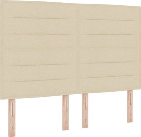 vidaXL Κρεβάτι box spring με στρώμα Κρεμ 140 x 200 cm Ύφασμα