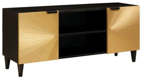 vidaXL Ντουλάπι TV Μαύρο και Χρυσό 105 x 33 x 46 εκ Μασίφ ξύλο μάνγκο