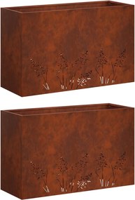 vidaXL Γλάστρα Κήπου 2 τμχ. Σκ rusty 80 x 20 x 49 εκ