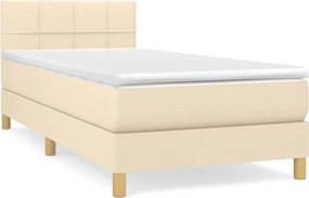 vidaXL Κρεβάτι Boxspring με Στρώμα Κρεμ 90x200 εκ.Υφασμάτινο