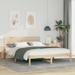 vidaXL Σκελετός Κρεβατιού Καφέ 150 x 200 cm Συμπαγές ξύλο πεύκου