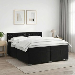 vidaXL Κρεβάτι box spring με στρώμα Μαύρο 200 x 200 cm Βελούδο