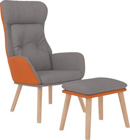 vidaXL Πολυθρόνα Relax Αν. Γκρι Συνθετικό Δέρμα/Ύφασμα με Υποπόδιο
