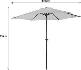 Ομπρέλα Frow pakoworld ανθρακί αλουμίνιο-ύφασμα μπεζ-γκρι Φ3m