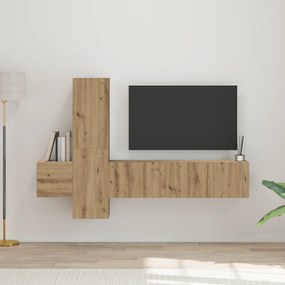 vidaXL Σετ επίπλου τηλεόρασης με ράφι με αποθήκευση με πόρτα 5 pcs Χειροποίητη δρυς